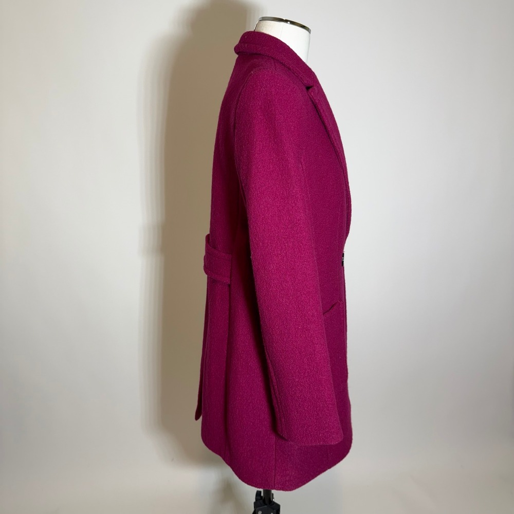 Talbots Magenta Wool Blend Double Breasted Pea Coat Boucle Womens Petite Size 8P - Picture 2 of 12